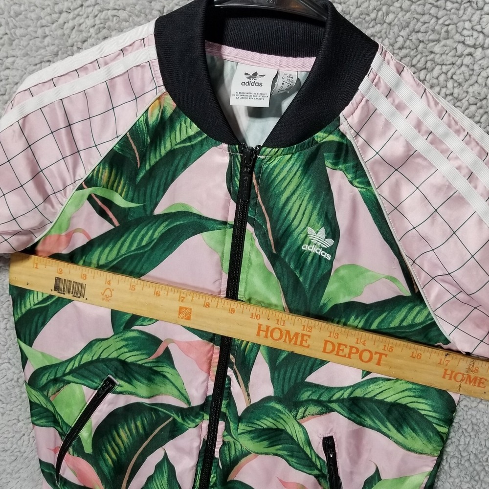 Adidas x Farm Rio Sz XS Pink Palm Tropical Leaf Pattern Track Jacket Full Zip - Picture 2 of 16